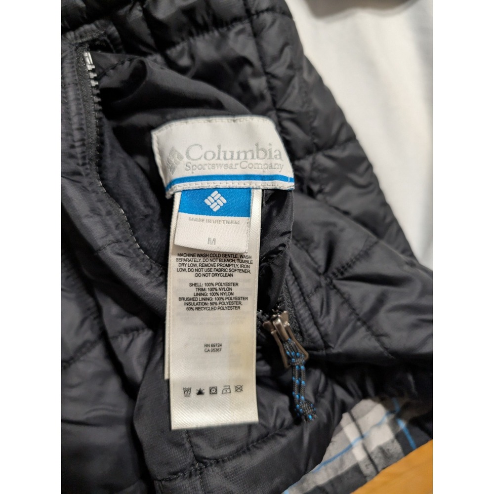 Columbia Men's Reversible Quilted Jacket Medium Black Plaid Insulated‎ - Picture 5 of 9